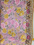 Beautiful Pink Lace Work Brasso Event Wear Saree With Blouse