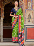 Fantastic Green Printed Silk Traditional Saree With Blouse