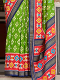 Fantastic Green Printed Silk Traditional Saree With Blouse