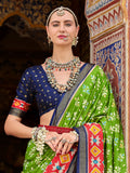 Fantastic Green Printed Silk Traditional Saree With Blouse