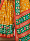 Excellent Yellow Printed Silk Haldi Wear Saree With Blouse