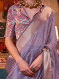 Bewitching Lavender Weaving Event Wear Saree With Blouse