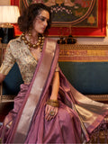 Adorable Mauve Weaving Chiffon Event Wear Saree With Blouse