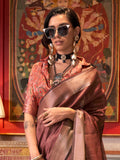 Alluring Pink Zari Weaving Traditional Wear Saree With Blouse