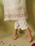Beautiful Off-White Bead Work Organza Silk Pant Suit With Dupatta
