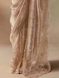 Fantastic Beige Stone Work Georgette Reception Wear Saree With Blouse