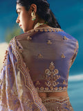 Breathtaking Lavender Embroidered Georgette Evening Wear Saree With Blouse