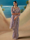 Breathtaking Lavender Embroidered Georgette Evening Wear Saree With Blouse