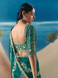 Grand Bottle Green Stone Embroidered Georgette Function Wear Saree With Blouse