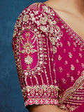 Dazzling Rani Pink Hand Work Silk Festival Wear Saree With Blouse 
