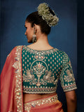 Alluring Rust Orange Motifs Work Silk Wedding Wear Saree With Blouse 