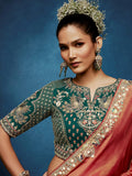 Alluring Rust Orange Motifs Work Silk Wedding Wear Saree With Blouse 