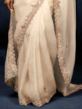 Attractive Ivory Thread work Silk Wedding Wear Saree With Blouse 