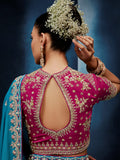Sparkling Teal Blue Sequins work Silk Festival Wear Saree With Blouse 