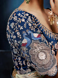 Awesome Grey Sequins Work Silk Festival Wear Saree With Blouse 