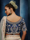 Awesome Grey Sequins Work Silk Festival Wear Saree With Blouse 