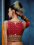 Pretty Mustard Yellow Hand Work Silk Festival Wear Saree With Blouse 