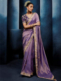 Wonderful Lavender Motifs Work Silk Wedding Wear Saree With Blouse 