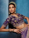 Wonderful Lavender Motifs Work Silk Wedding Wear Saree With Blouse 