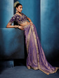 Wonderful Lavender Motifs Work Silk Wedding Wear Saree With Blouse 