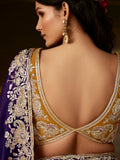 Mesmerizing Purple Sequins Work Organza Wedding Special Saree