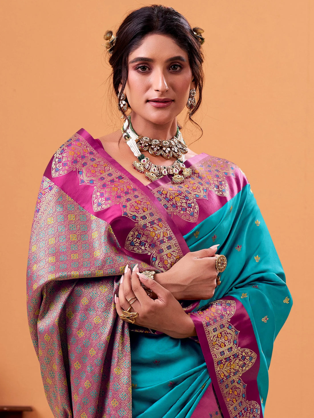 Classy Blue Zari Weaving Silk Event Wear Saree With Blouse