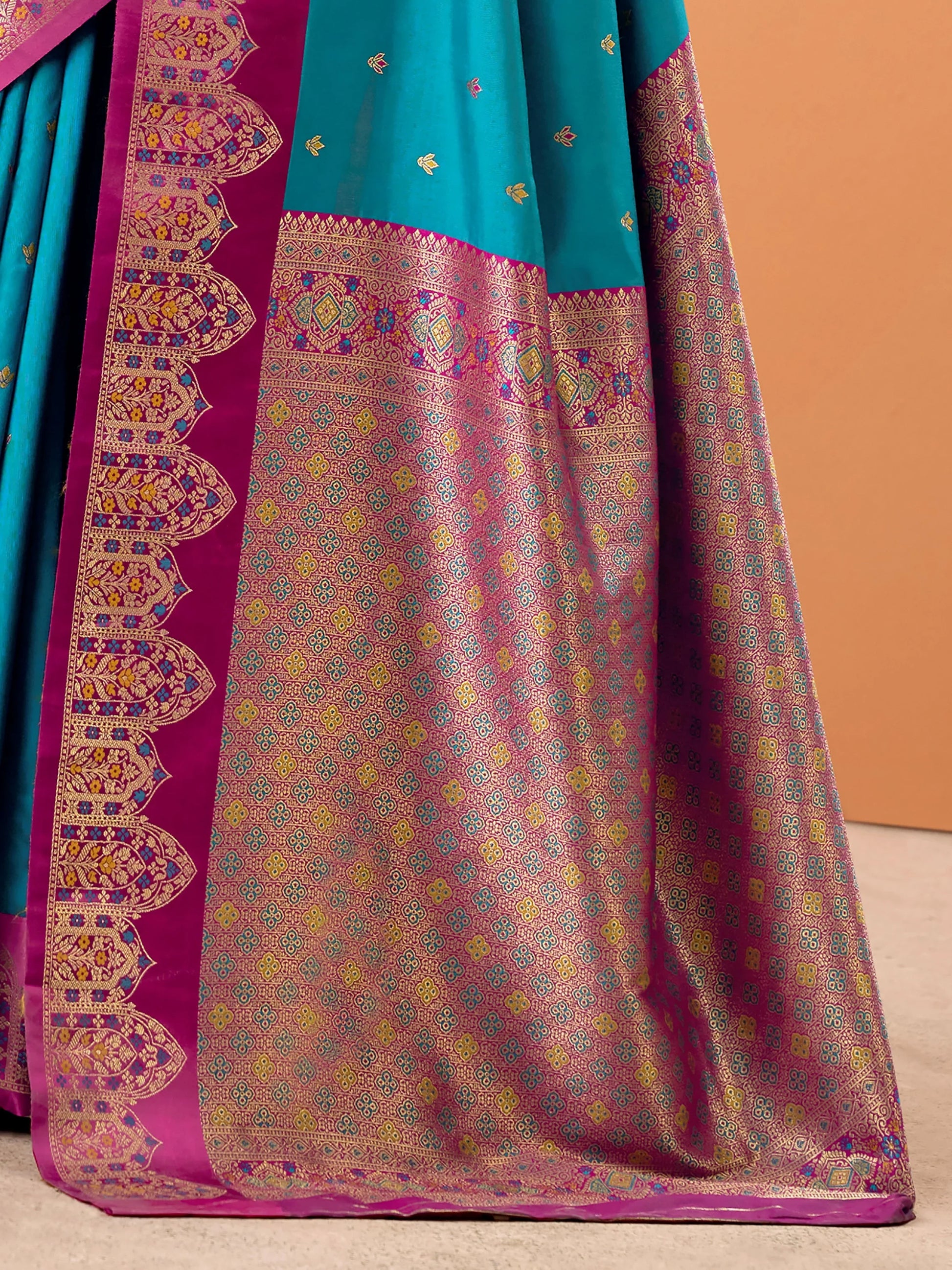 Classy Blue Zari Weaving Silk Event Wear Saree With Blouse