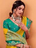 Amazeballs Yellow Zari Weaving Silk Haldi Wear Saree With Blouse