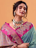 Delightful Sea Green Zari Weaving Silk Traditional Saree With Blouse