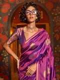 Glamorous Purple Zari Weaving Silk Traditional Saree With Blouse