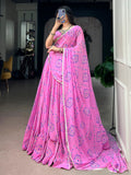 Charming Pink Bandhej Print Georgette Navratri Wear Lehenga Choli