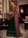 Amazing Bottle Green Thread Work Georgette Mehendi Wear Lehenga Choli