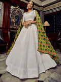 Beautiful White Sequins Georgette Function Wear Lehenga Choli With Dupatta