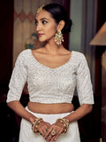 Beautiful White Sequins Georgette Function Wear Lehenga Choli With Dupatta