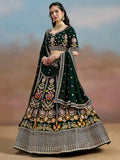 Fascinating Green Sequins Georgette Mehendi Wear Lehenga Choli