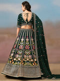 Fascinating Green Sequins Georgette Mehendi Wear Lehenga Choli