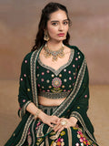 Fascinating Green Sequins Georgette Mehendi Wear Lehenga Choli