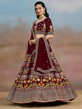 Mesmerizing Maroon Thread Work Georgette Wedding Lehenga Choli