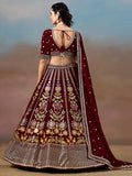 Mesmerizing Maroon Thread Work Georgette Wedding Lehenga Choli