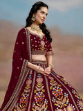 Mesmerizing Maroon Thread Work Georgette Wedding Lehenga Choli