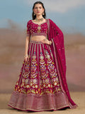 Adorable Pink Dori Work Georgette Lehenga Choli With Dupatta