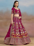 Adorable Pink Dori Work Georgette Lehenga Choli With Dupatta