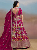 Adorable Pink Dori Work Georgette Lehenga Choli With Dupatta