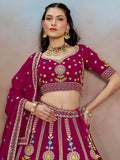 Adorable Pink Dori Work Georgette Lehenga Choli With Dupatta