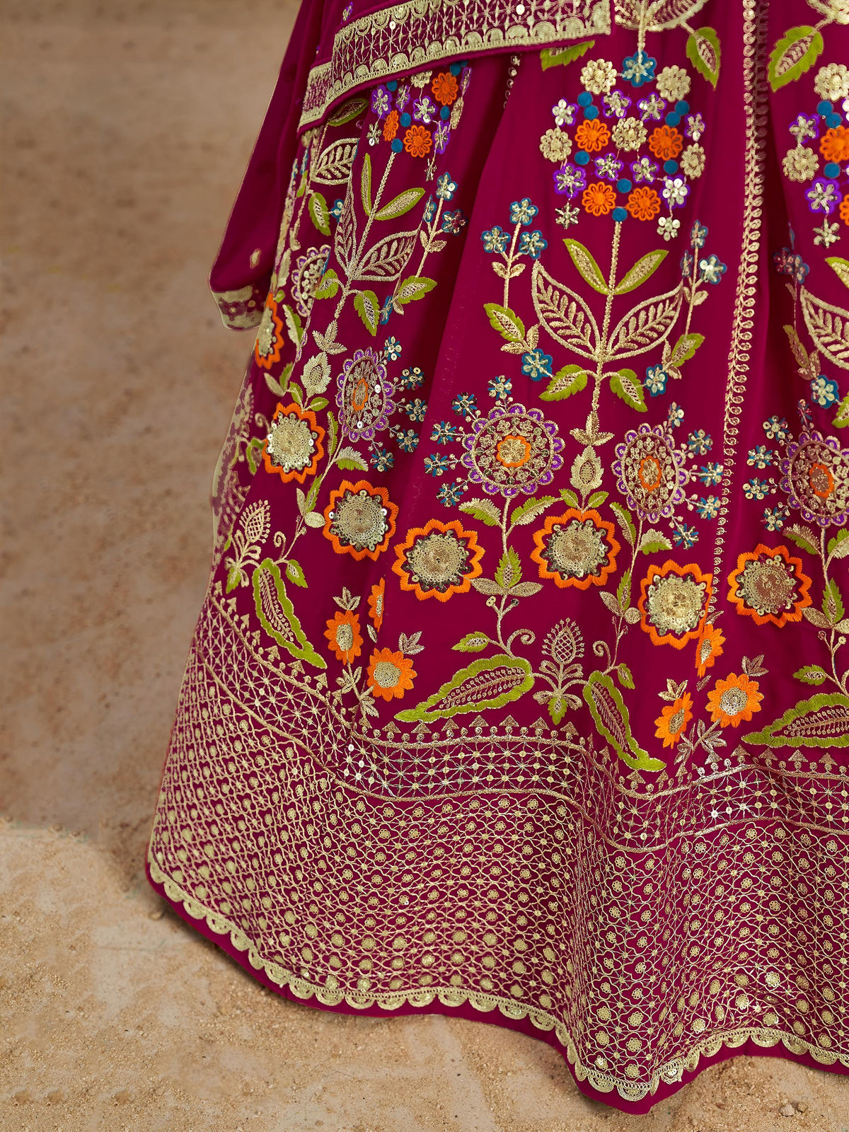 Adorable Pink Dori Work Georgette Lehenga Choli With Dupatta
