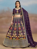 Precious Purple Thread Embroidered Georgette Bridesmaid Lehenga Choli