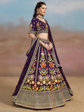 Precious Purple Thread Embroidered Georgette Bridesmaid Lehenga Choli