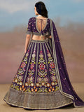 Precious Purple Thread Embroidered Georgette Bridesmaid Lehenga Choli