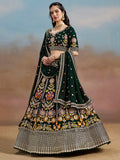Fascinating Green Sequins Georgette Mehendi Wear Lehenga Choli
