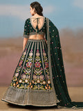 Fascinating Green Sequins Georgette Mehendi Wear Lehenga Choli